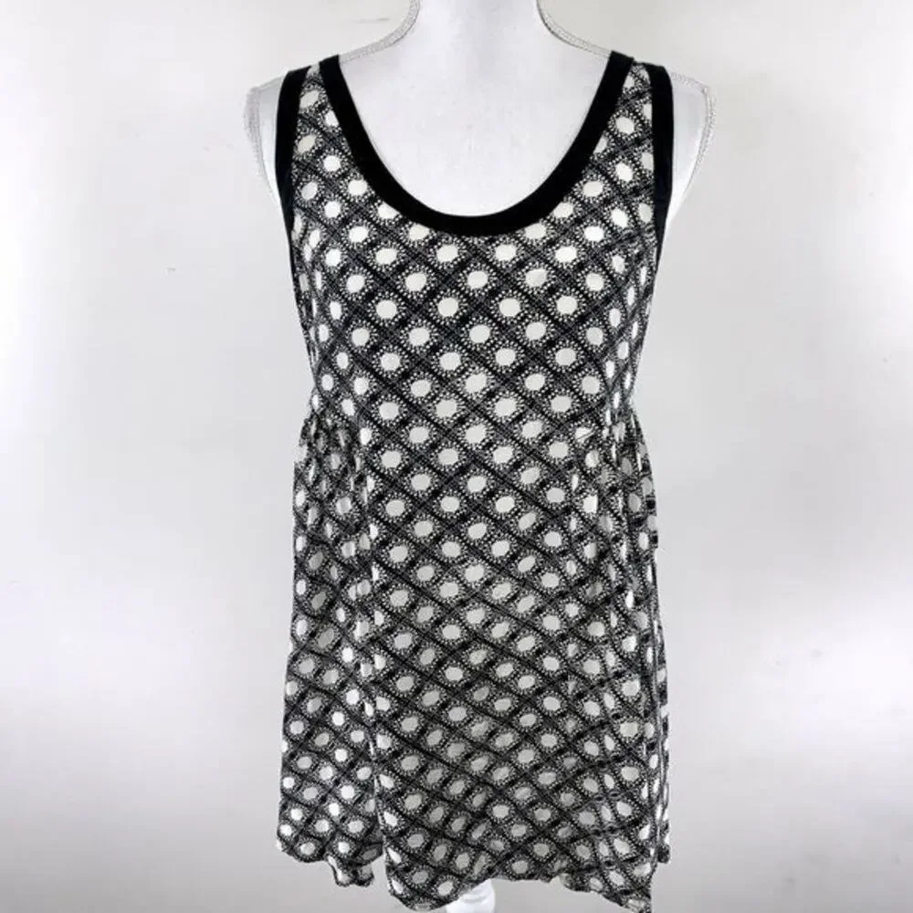 FREE PEOPLE Mini‎ Dress Size XS Floral Pleated Sleeveless Black White Zip